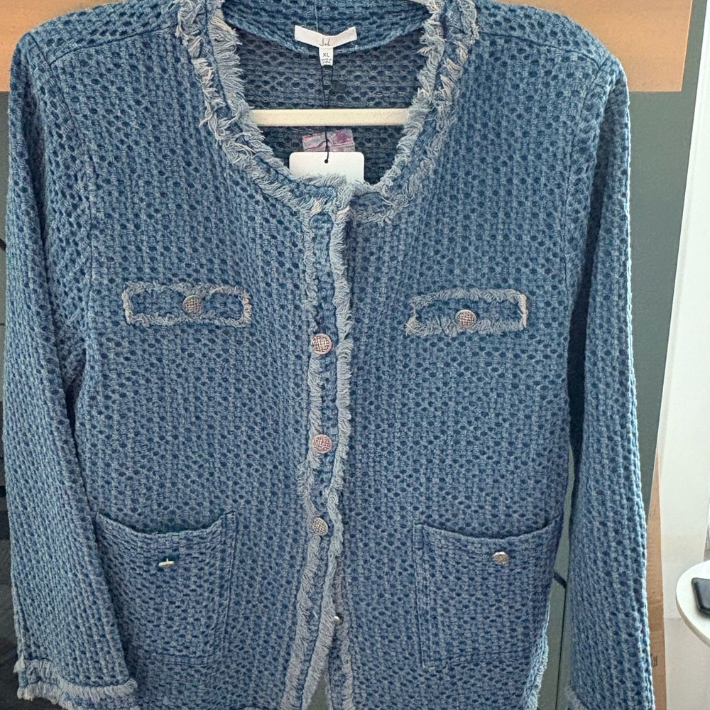 Joh Blue Fringe Trim Cardigan Ladies Jacket/Blazer